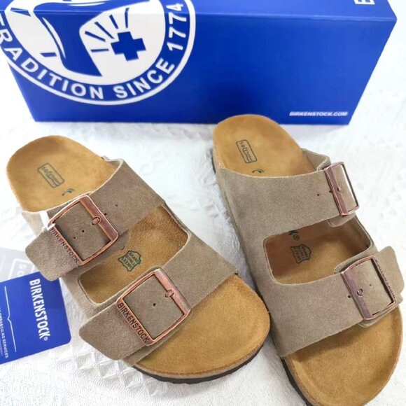 Birkenstock Arizona Suede Sandals – Taupe - Picture 1 of 5